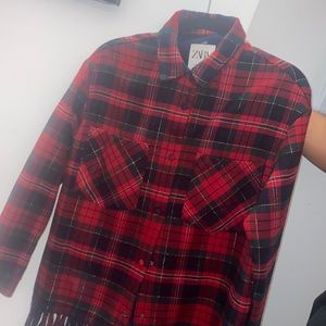 Zara square print red and green jacket
